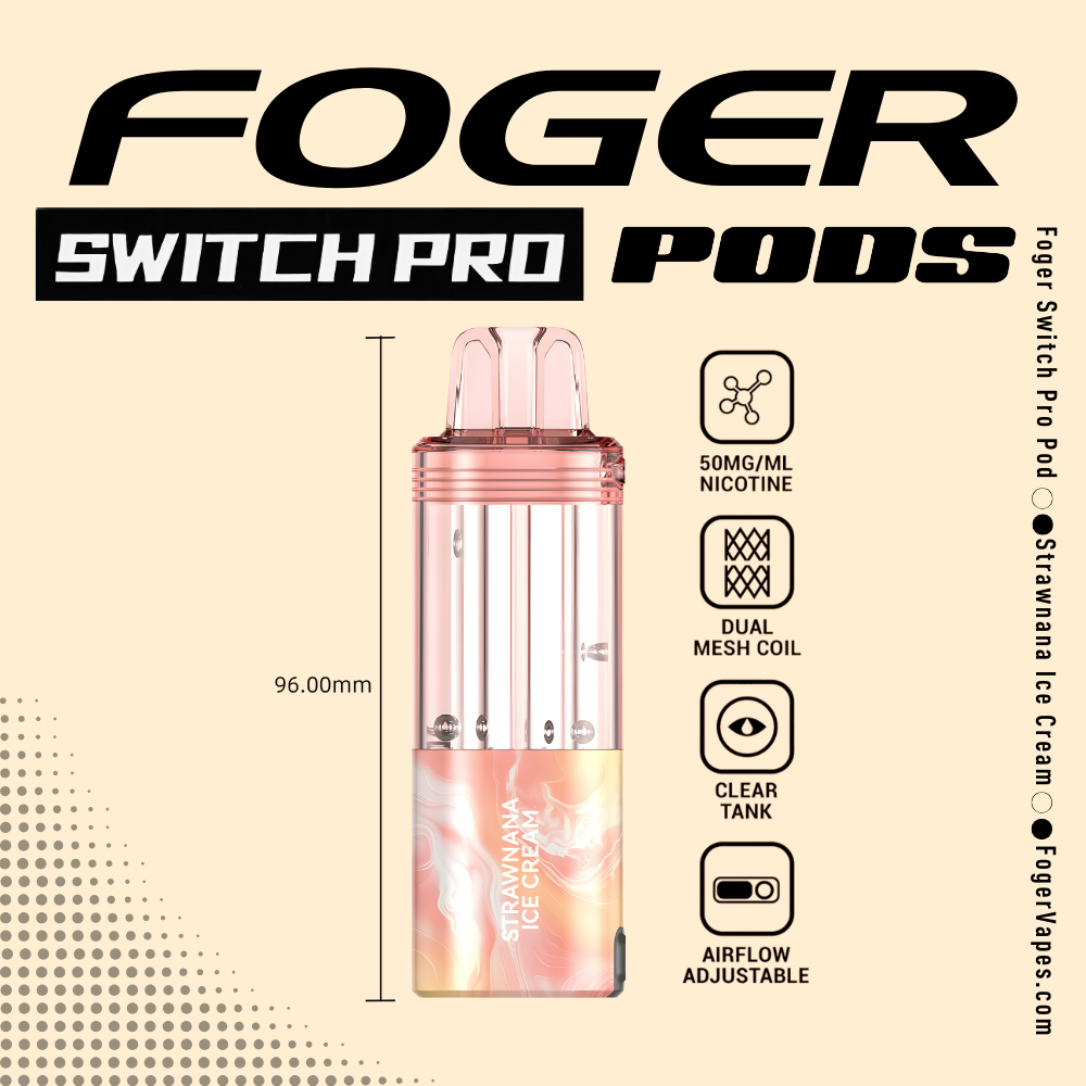 Foger Switch Pro Replacement Pod – Strawnana Ice Cream | 30,000 Puffs | 19ml | 5% Salt Nic