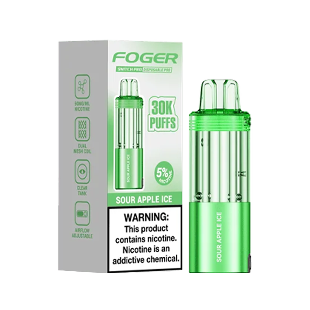 Foger Switch Pro Replacement Pod – Sour Apple Ice | 30,000 Puffs | 19ml | 5% Salt Nic