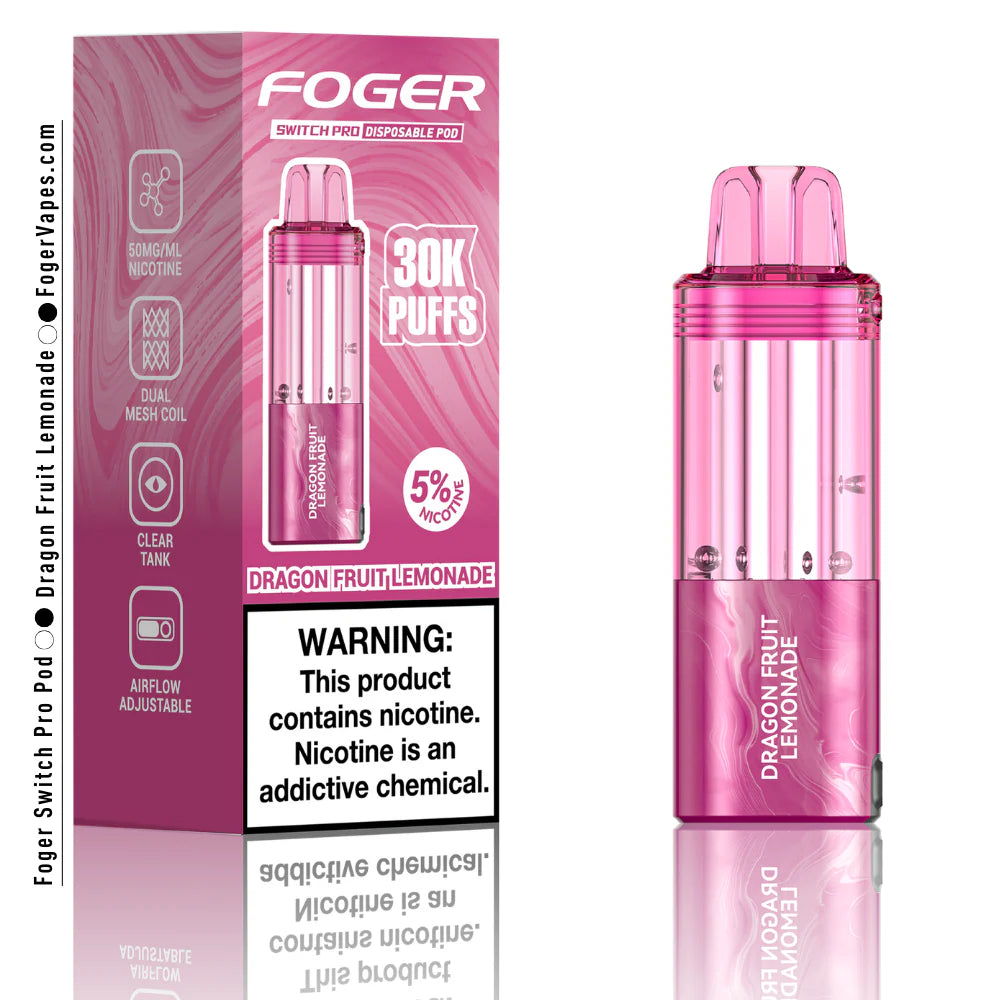 Foger Switch Pro Replacement Pod – Dragon Fruit Lemonade | 30,000 Puffs | 19ml | 5% Salt Nic