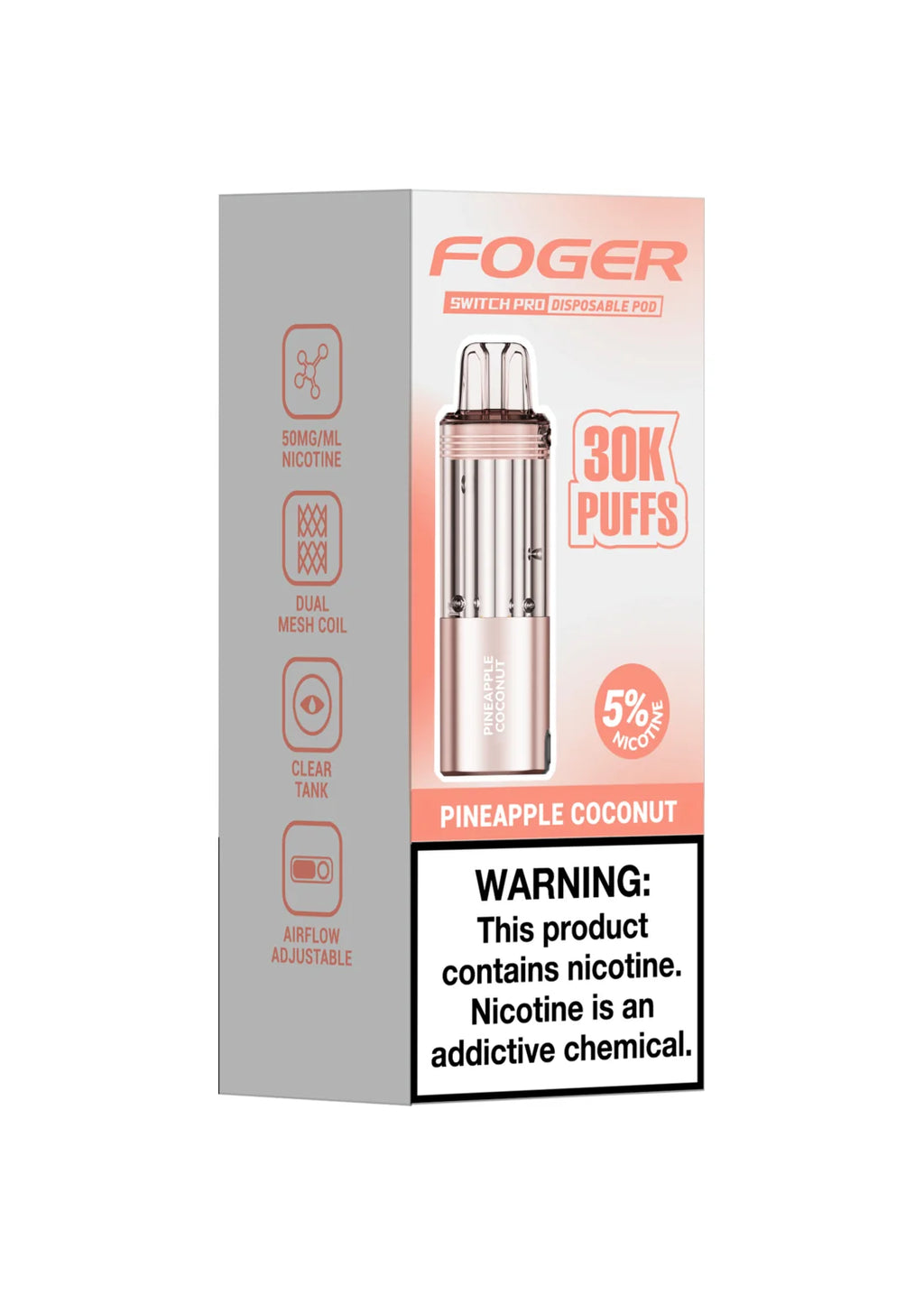 Foger Switch Pro Replacement Pod – Pineapple Coconut | 30,000 Puffs | 19ml | 5% Salt Nic