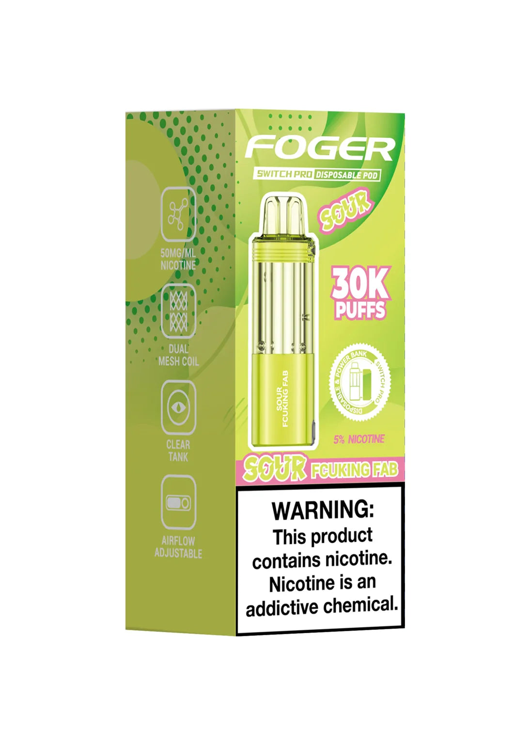 Foger Switch Pro Replacement Pod – Sour Fcuking Fab | 30,000 Puffs | 19ml | 5% Salt Nic