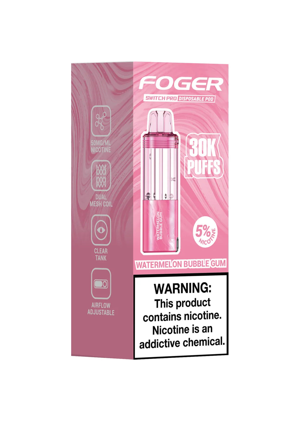 Foger Switch Pro Replacement Pod – Watermelon Bubble Gum | 30,000 Puffs | 19ml | 5% Salt Nic