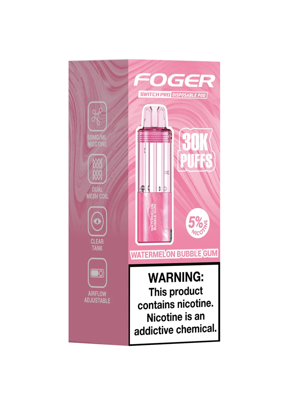 Foger Switch Pro Replacement Pod – Watermelon Bubble Gum | 30,000 Puffs | 19ml | 5% Salt Nic