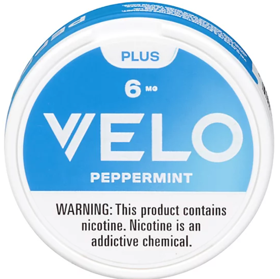 Velo Plus Peppermint nicotine pouches can, 6 mg