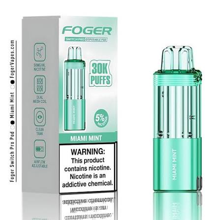 Foger Switch Pro Replacement Pod – Miami Mint | 30,000 Puffs | 19ml | 5% Salt Nic
