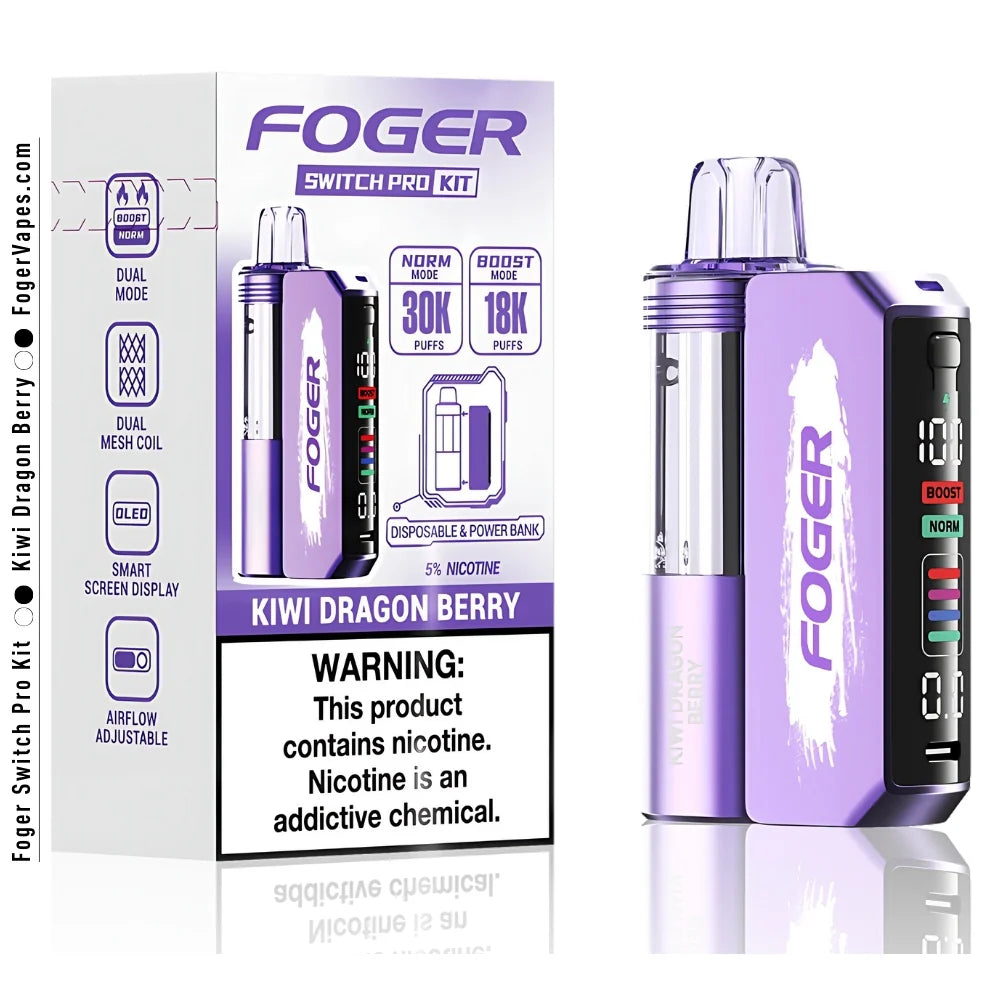 Foger Switch Pro Replacement Pod – Kiwi Dragon Berry | 30,000 Puffs | 19ml | 5% Salt Nic