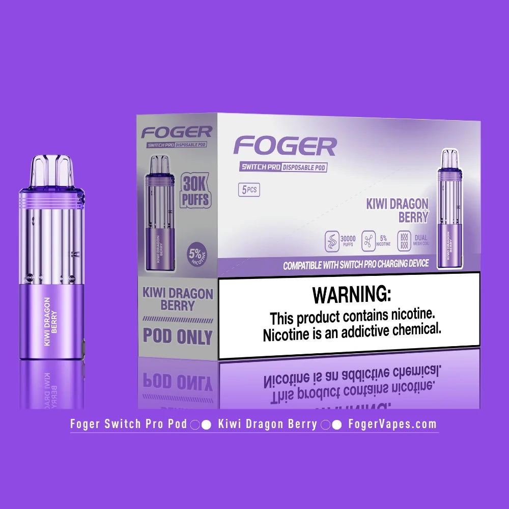 Foger Switch Pro Replacement Pod – Kiwi Dragon Berry | 30,000 Puffs | 19ml | 5% Salt Nic