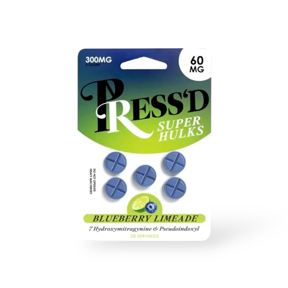 Press’d 7-Hydroxy Super Hulks 60mg-5 Count Blueberry Limade